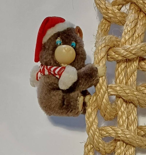 Vintage Kerstbeer Bruin Knijpbeestje/poppetje jaren 80
