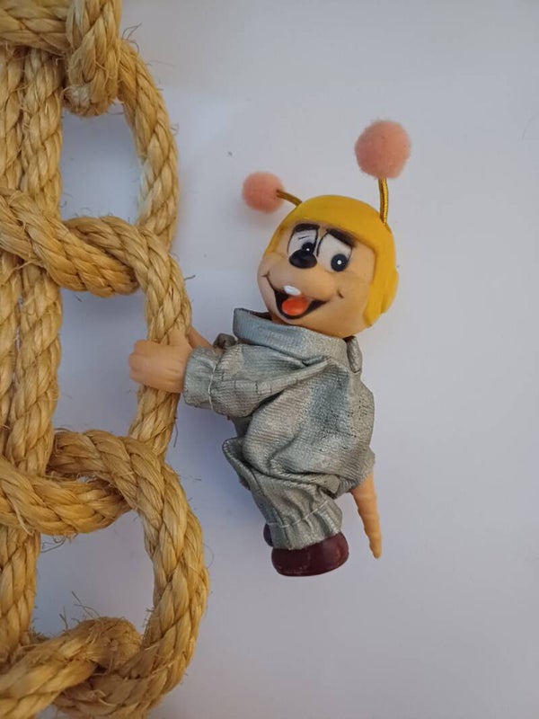 Vintage Ruimte Bever Gele Helm Knijpbeestje/poppetje jaren 80