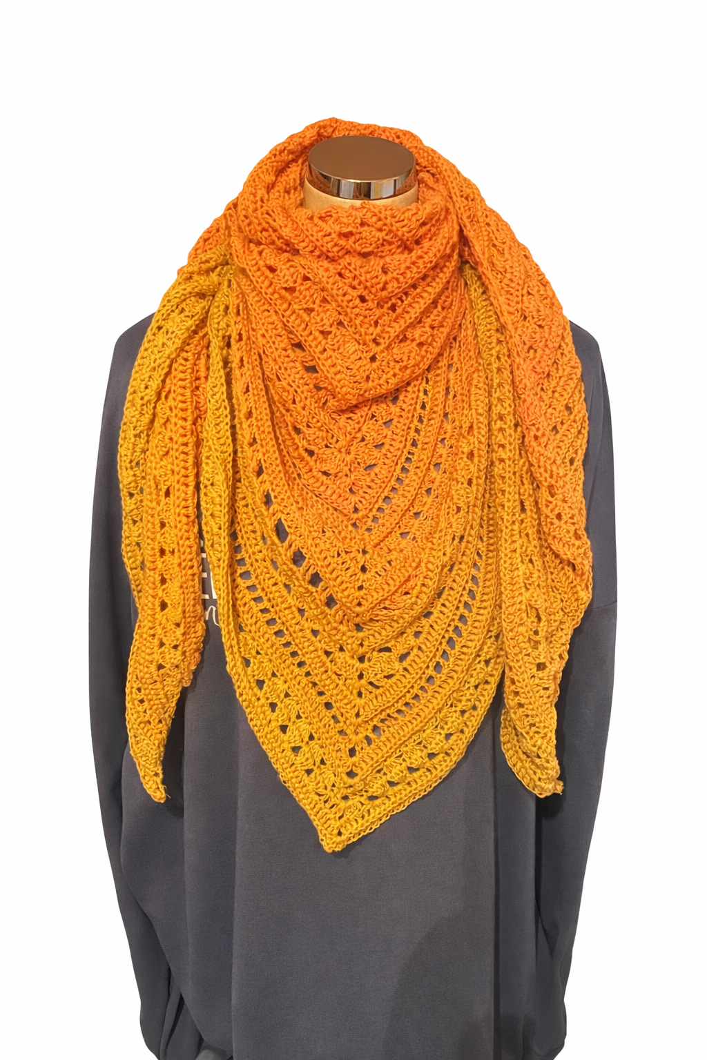 Dreieckstuch Feuermeer Gehäkelt Orange Gelb