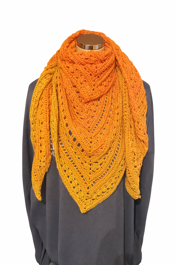Dreieckstuch Feuermeer Gehäkelt Orange Gelb