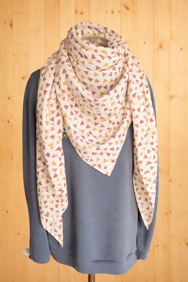 Musselin Tuch Groß Dreiecken rot/orange