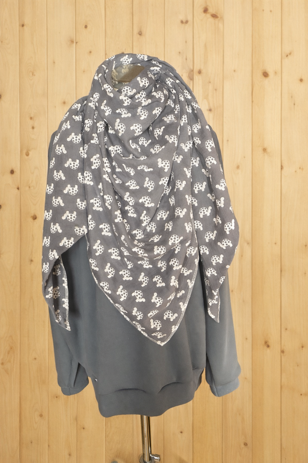 Musselin Tuch Groß Schildkröte grau