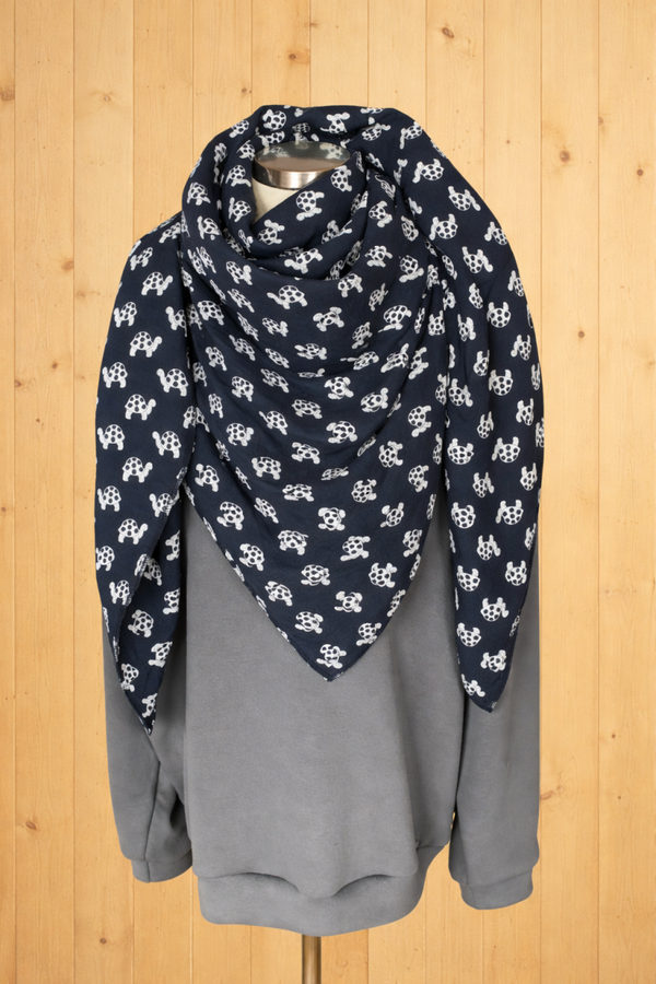 Musselin Tuch Groß Schildkröte blau