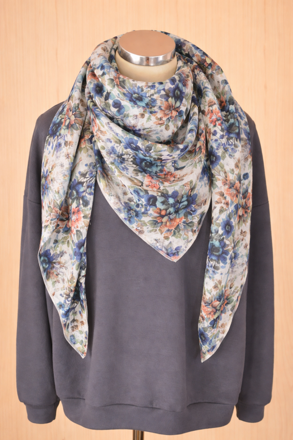 Musselin Tuch Groß Blumen hell