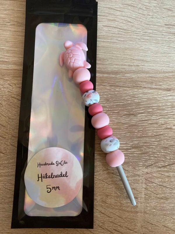 Häkelnadel Schildkröte Rosa/Blumen 5mm