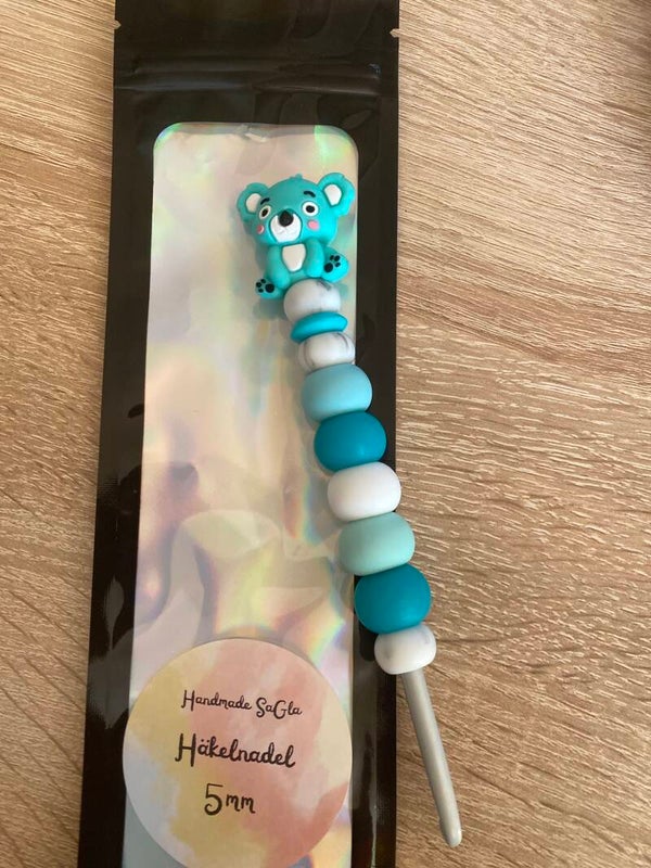 Häkelnadel Bär 5mm blau türkis
