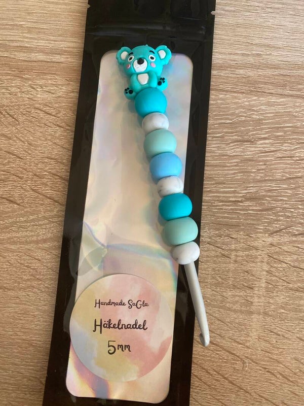 Häkelnadel Bär türkis 5mm Mamor