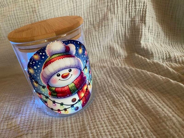 Deko/Aufbewahrungsglas mit Schneemann