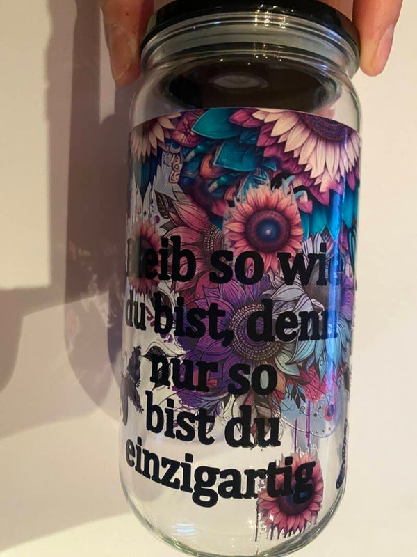 Trinkbecher mit Strohhalm bleib so wie du bist