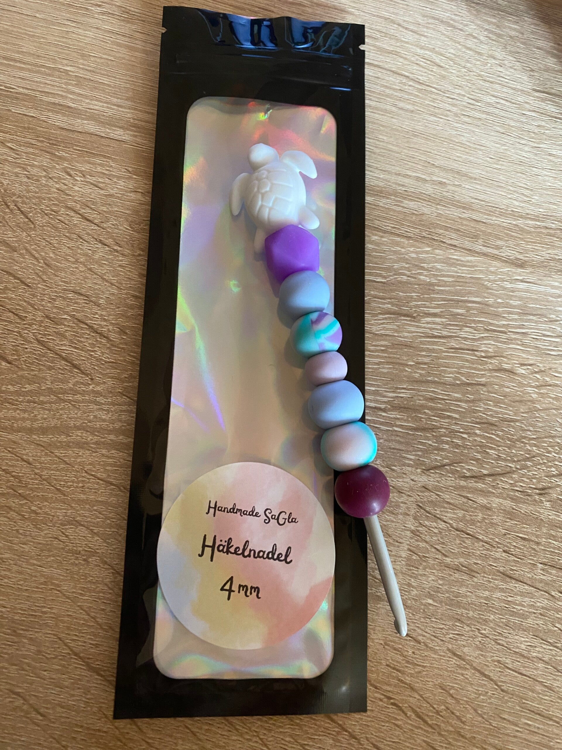 Häkelnadel Schildkröte Weiss Lila Hellblau 4mm