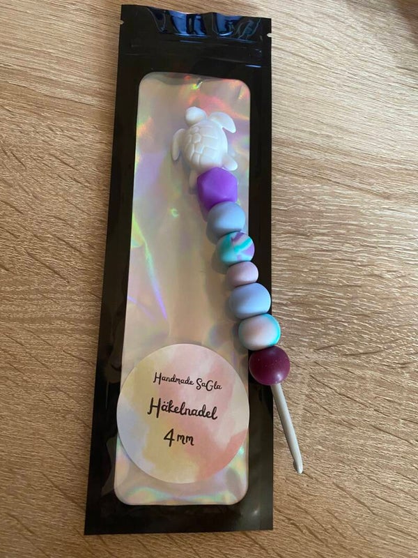 Häkelnadel Schildkröte Weiss Lila Hellblau 4mm