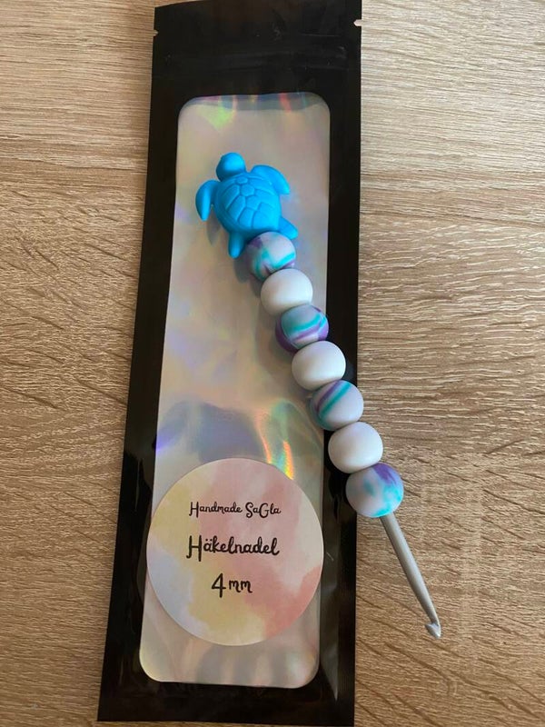 Häkelnadel Schildkröte Blau Weiss 4mm