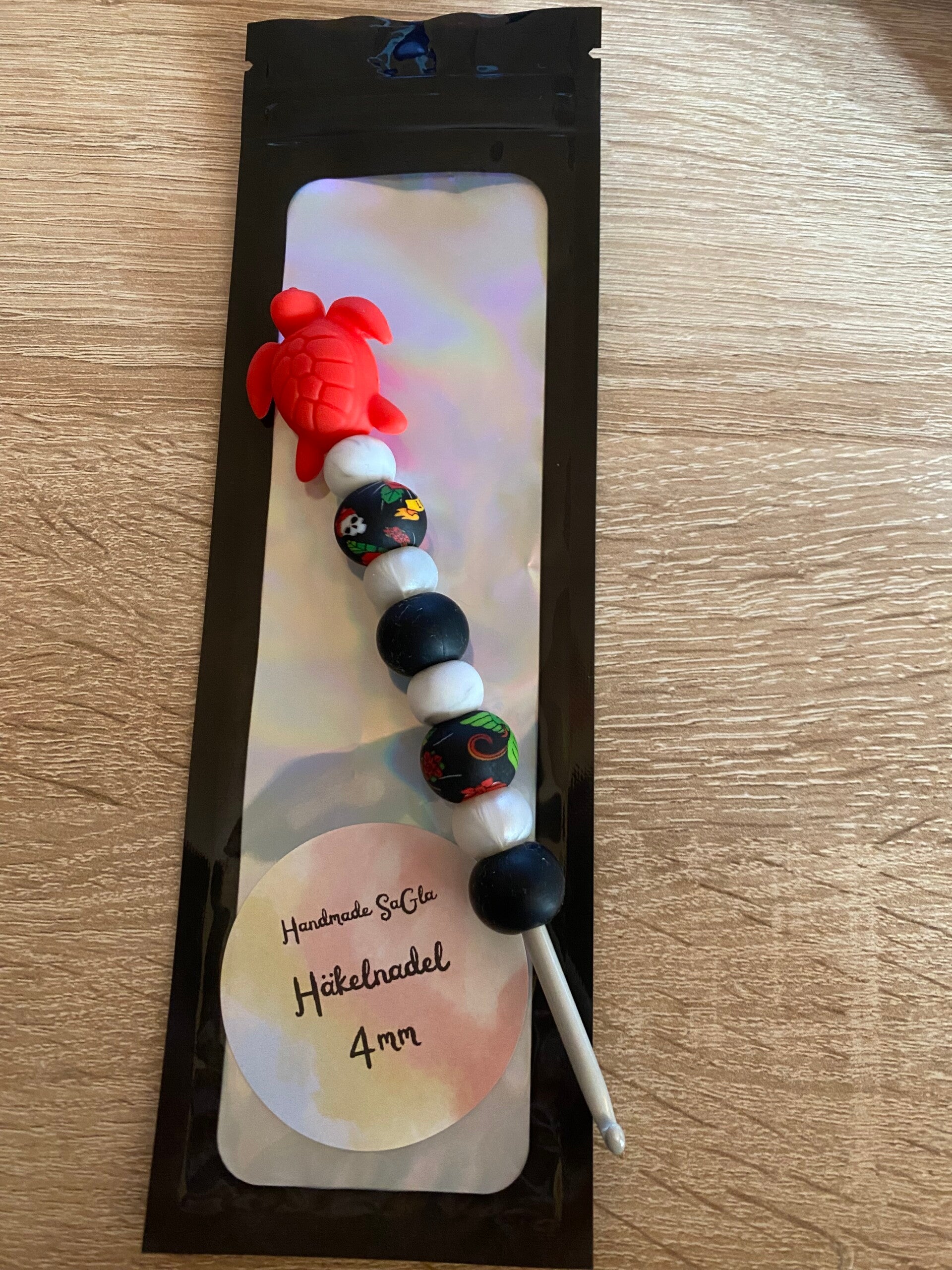 Häkelnadel Schildkröte Rot Totenkopf 4mm