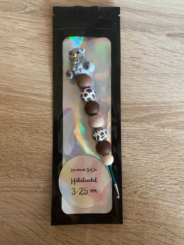 Häkelnadel grauer Bär 3,25mm Braun mit Flecken