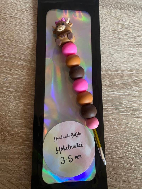 Häkelnadel Kuh pinke Schleife 3,5mm
