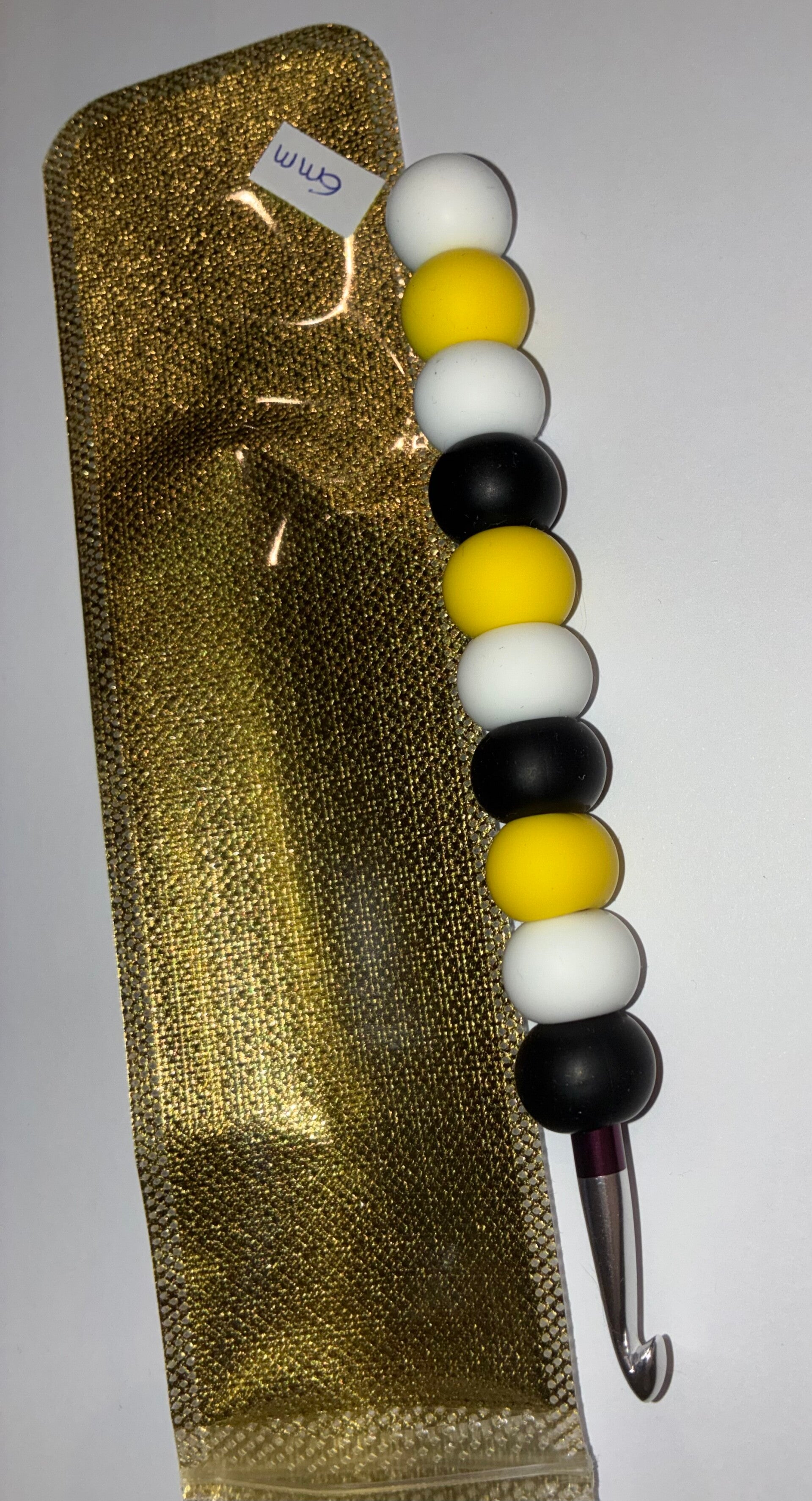 Häkelnadel 6mm schwarz weiß gelb