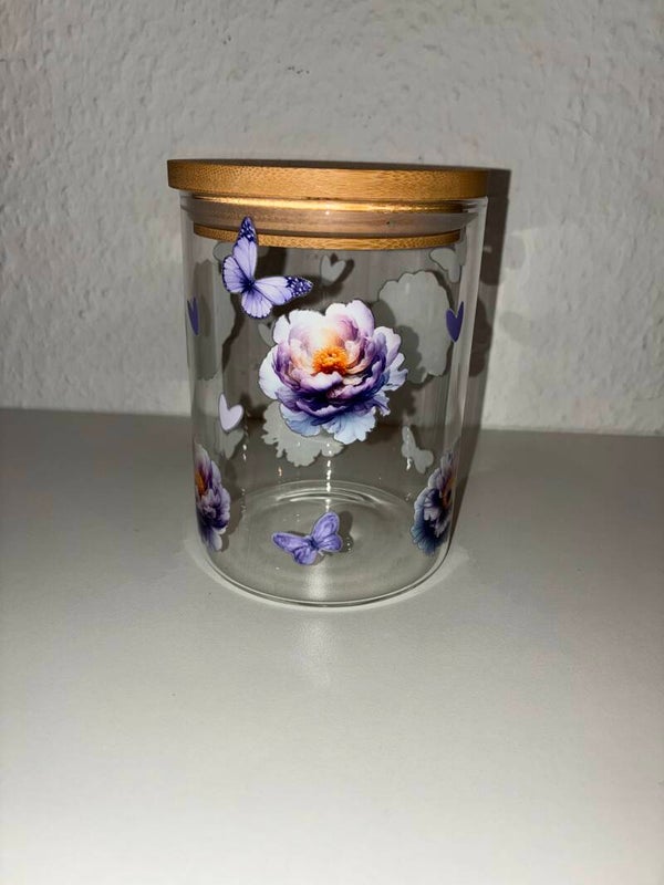 Aufbewahrungs/Dekoglas Blume lila