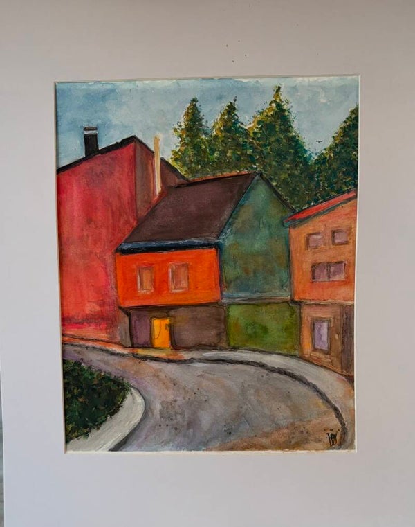 "Crooked Streets & Crooked Houses" - 8.5" x 10" Hand Painted + US Tax