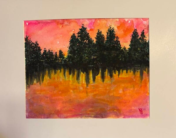 "Sunset Serenade" - 8.5" x 10" Hand Painted Watercolor + US Tax