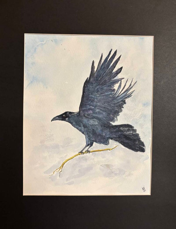 The "Nester Crow" - 8.5" x 10" Hand Painted Watercolor + US Tax