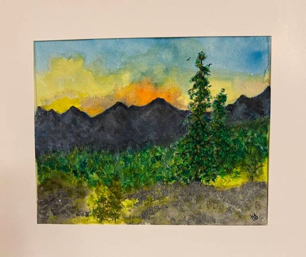 "Pine Tops In Spring" - 8.5" x 10" Hand Painted Watercolor + US Tax