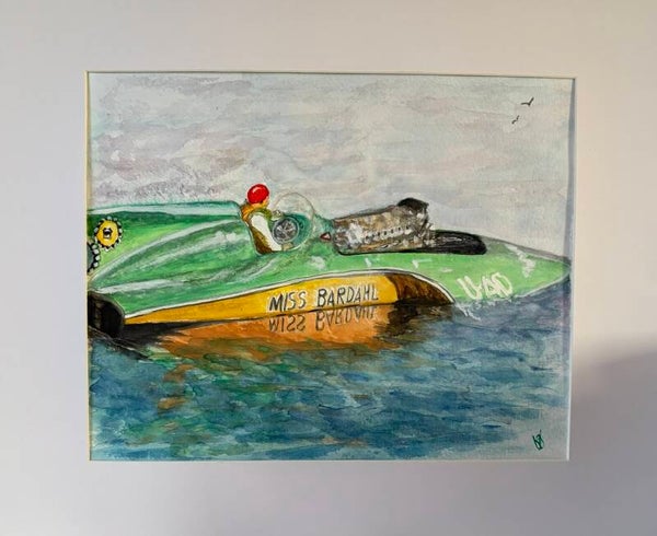 "My CDA - Miss Bardahl 1968" 8.5" x 10" Hand Painted Watercolor + US Tax
