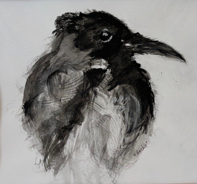 "Archie" The Crow/Bunny - Set of 5 Each Blank 4" x 6" Whimsy Greeting Cards + US Tax