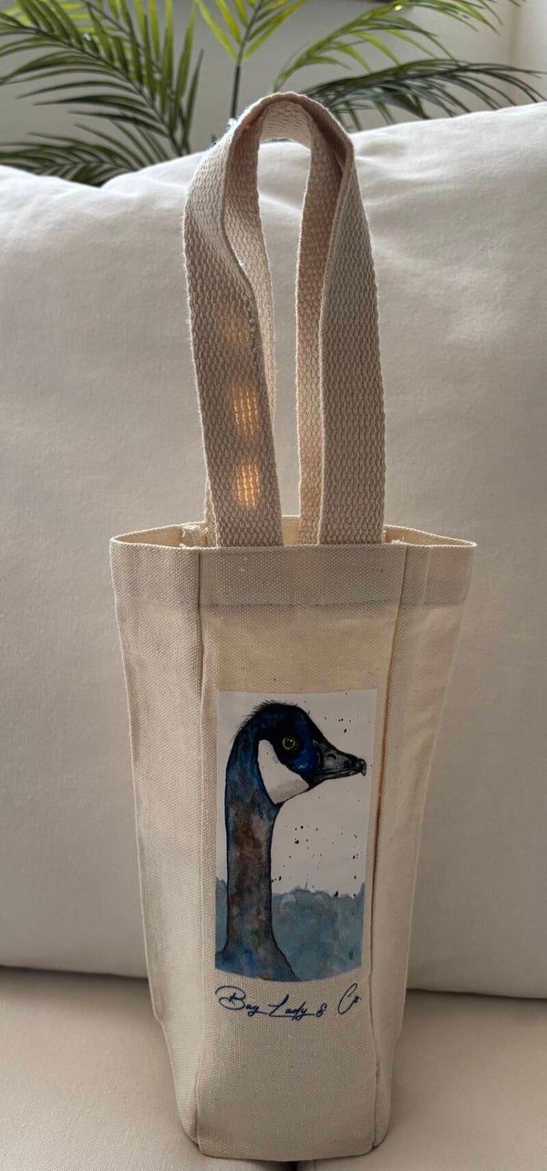 The "Loyal Goose" - 5.5"W x 10" L Gusseted Canvas Gift/Wine Tote + Tax & US Shipping