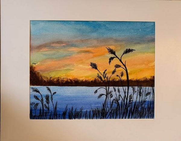 "Quiet Shore" - 8" x 10"  Hand Painted Watercolor + Tax & US Shipping