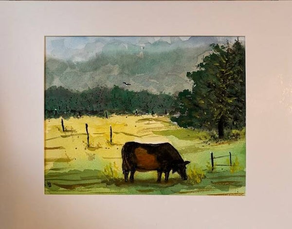 "Grass Is Always Greener" - 8" x 10"  Hand Painted Watercolor + Tax & US Shipping