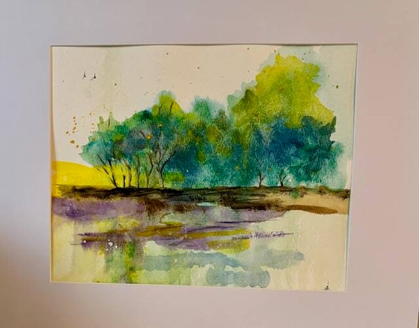 "Illusion Landscape" - 8" x 10" Hand Painted Watercolor + Tax & US Shipping