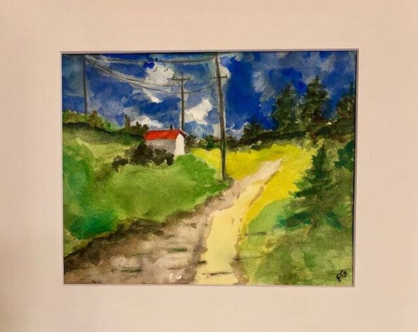 "Italian Hillside" - 8" x 10" Hand Painted Watercolor + Tax & US Shipping