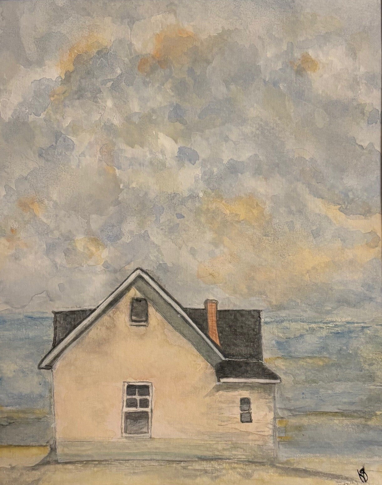 "House In The Hamptons" - 8" x 10" Hand Painted Original Watercolor + US Tax