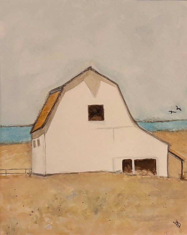 "The Seaside Barn" - 8.5" x 10" Hand Painted Watercolor + US Tax