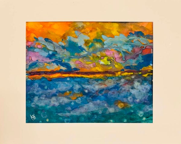 "Fading Sun" - 8.5" x 10" Hand Painted Original Watercolor Painting + US Tax
