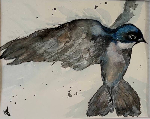 "Swallow Momentum" - 8.5" x 10" Hand Painted Watercolor + US Tax