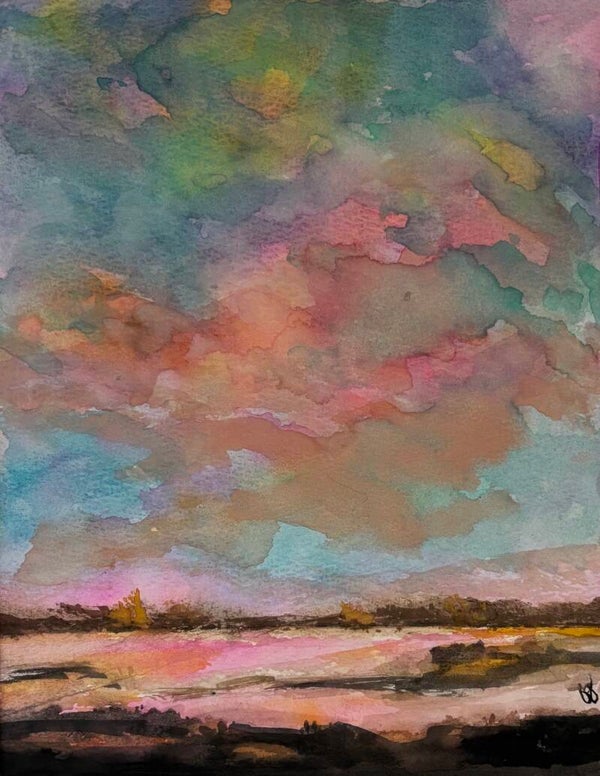 "Pink Surrender" - 8.5" x 10" Hand Painted Watercolor + US Tax