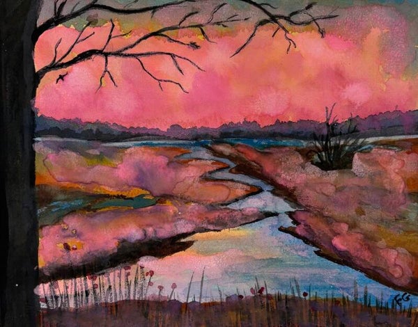 "The Marsh" - 8.5" x 10" Hand Painted Watercolor + US Tax