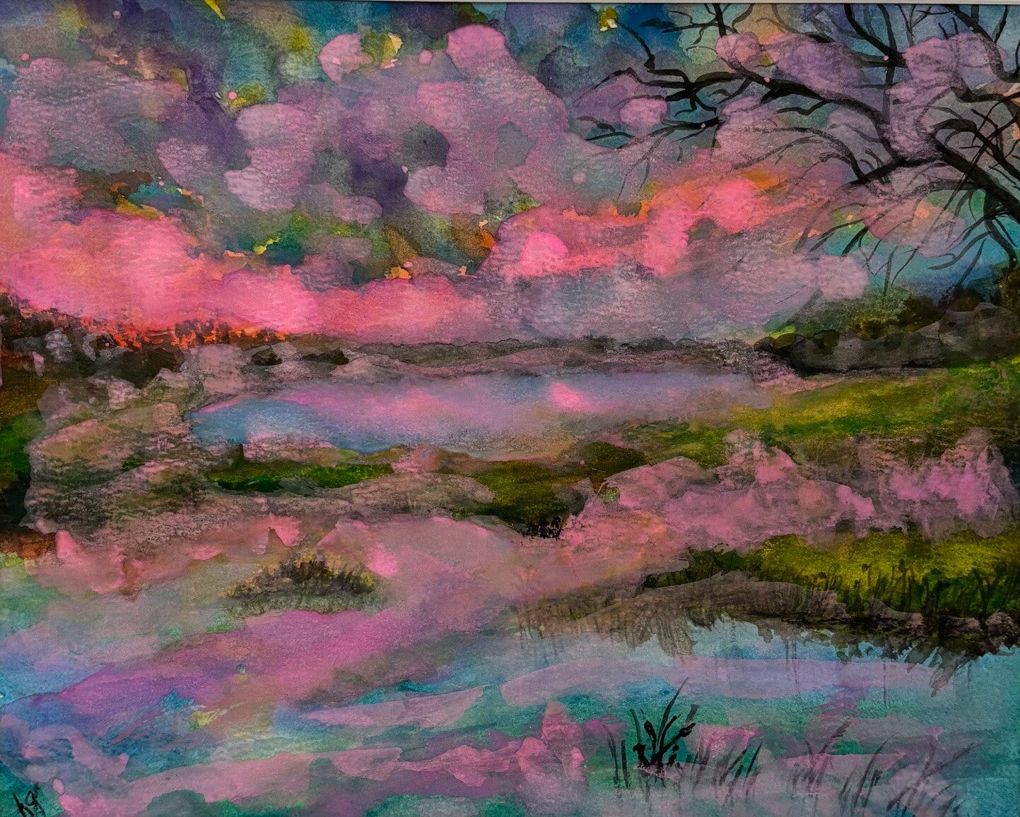 "Frog Songs"  - 8.5" x 10"  Hand Painted Watercolor + US Tax