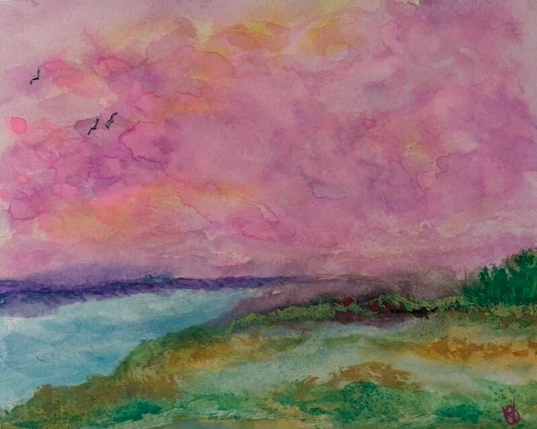 "Sunset Surprise" - 8.5" x 10" Hand Painted Watercolor + US Tax