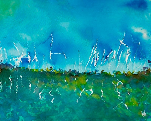 "Blue Illusion" - 8.5" x 10" Hand Painted Watercolor + US Tax
