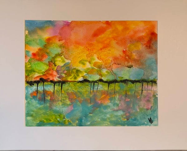 The "Reflection Pond" - 8.5" x 10" Hand Painted Watercolor + US Tax