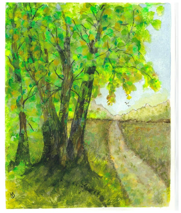 "Spring Arrives" - 8" x 10  Hand Painted Watercolor + Tax & US Shipping