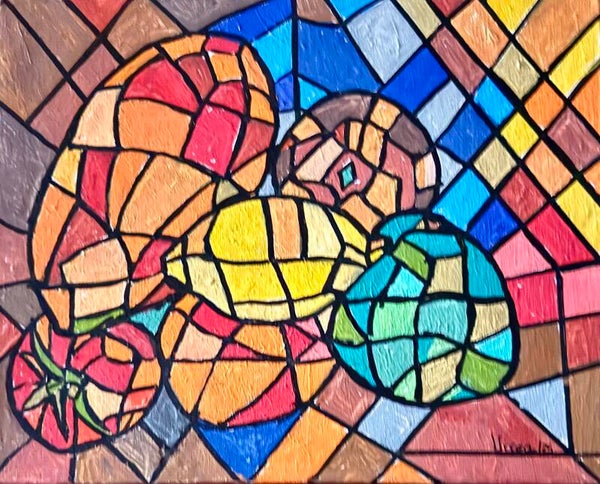 Bodegón con cinco frutas IX