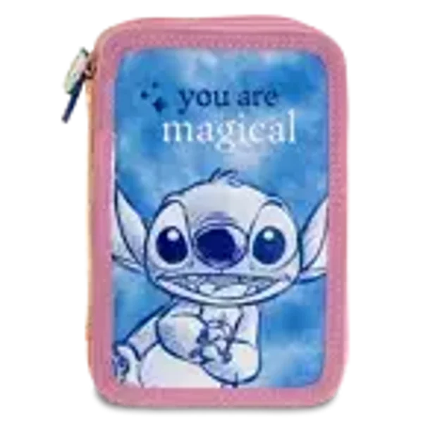 Trousse 2 fermetures éclaires Stitch avec accessoires
