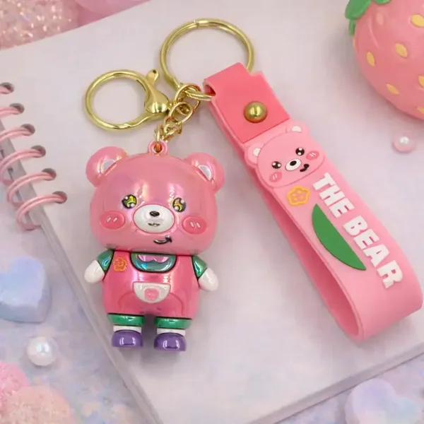 Porte-clés ourson The Bear brillant avec lanière  couleur aléatoire
