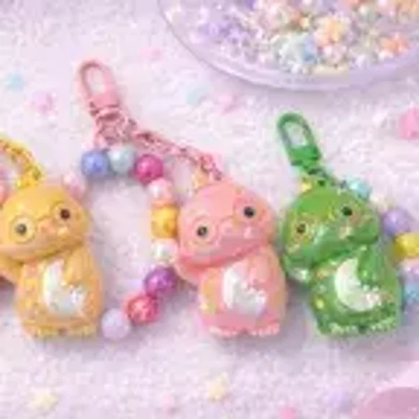 Porte-clés/ Charms téléphone Galaxy Dino Kawaii-couleurs aléatoire