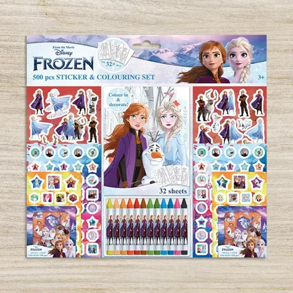 Set 500 Pièces Coloriage, Crayons de Couleur & Stickers Déclinaisons:La Reine des Neiges
