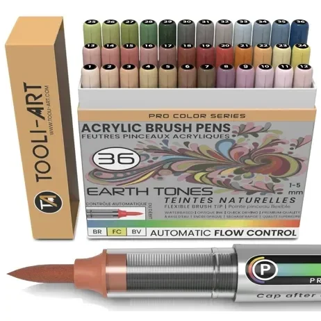 TOOLI Marqueur Acrylique Teintes Naturelles 36clrs pointe pinceau AFC
