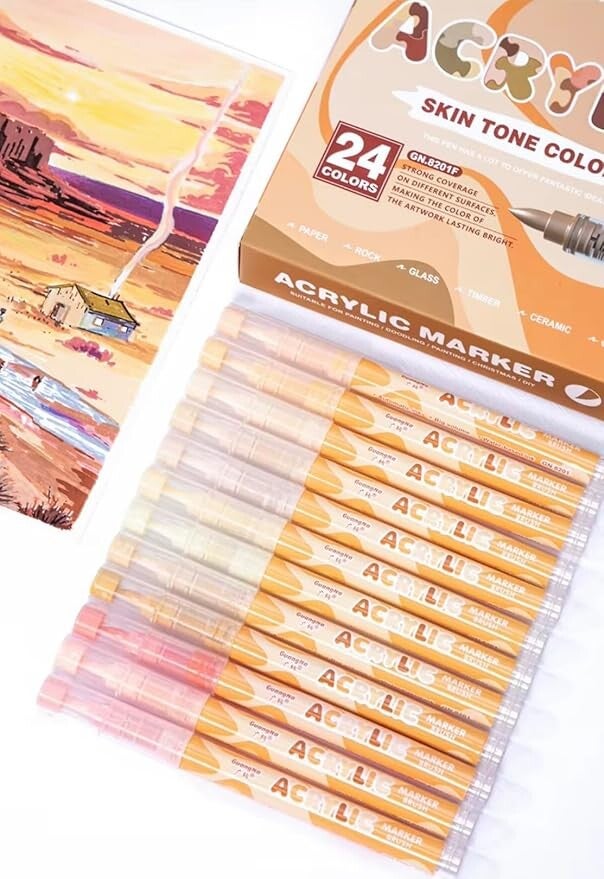 Guangna Feutres acryliques 24, pack Skin